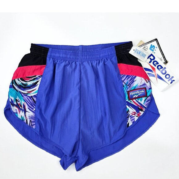Vintage 90s Reebok Splash Print Running Shorts NEW - L - Picture 1 of 10